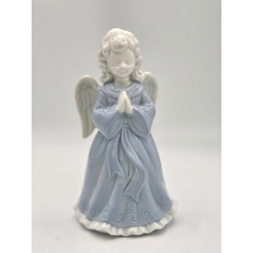 Vintage Inarco Japan Porcelain Praying Angel Figurine - Blue & White Glossy